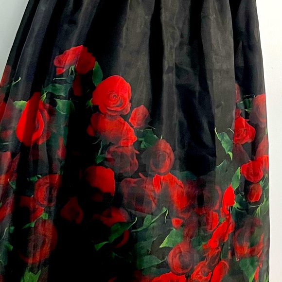 Blush 2 piece gown. Grad. Prom. Performance.Size 8. Black with red rose design - Picture 9 of 10
